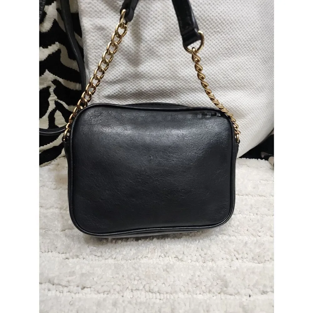 Michael Kors Black Leopard Print Calf Hair Leather Crossbody Bag